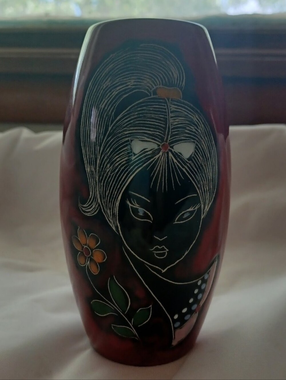 Mid century modern Italian San Marino red ceramic vase by Prof. Melior